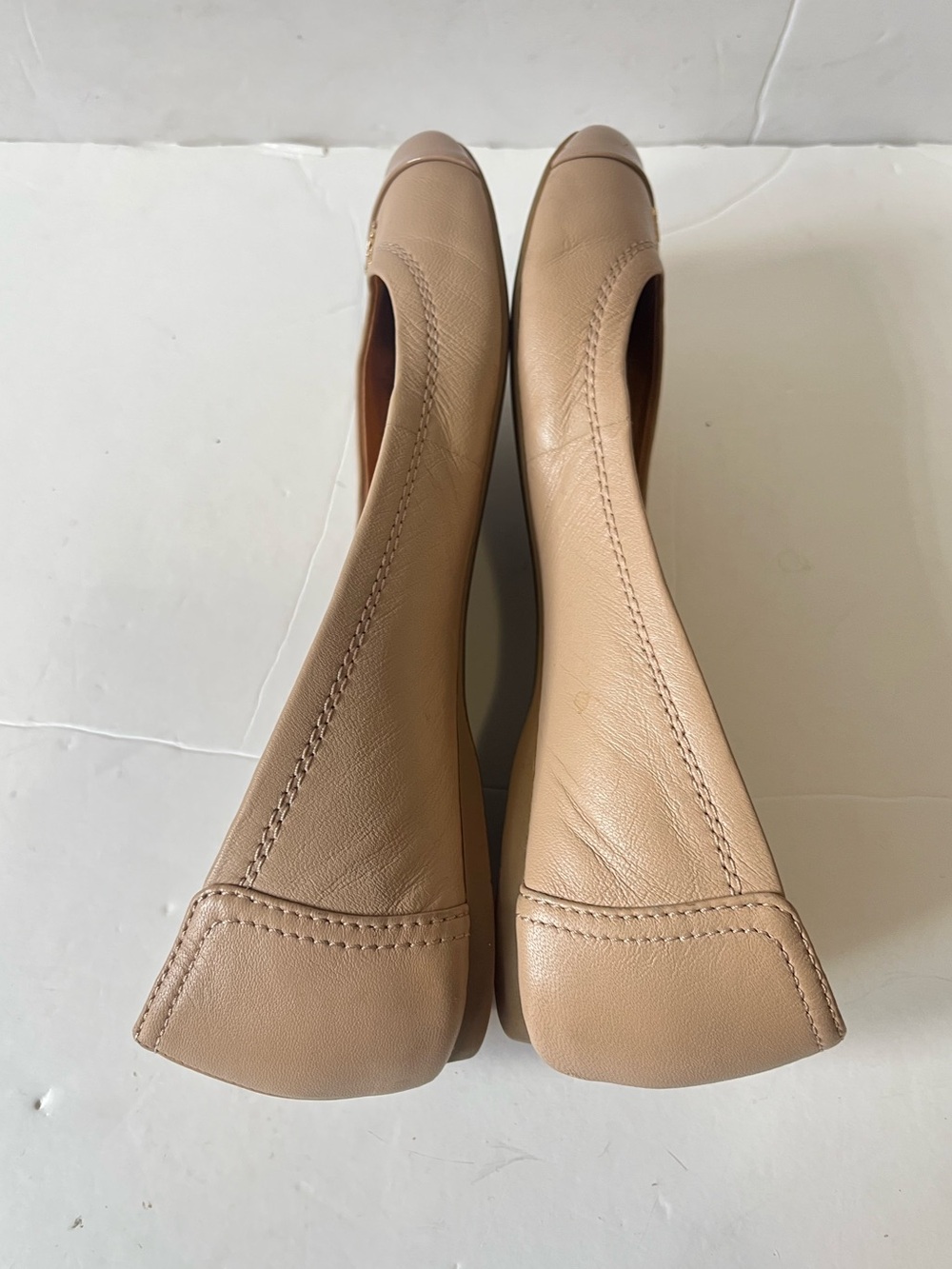Coach Chelsea cream neutral leather cap toes ballet flats size 7.5B - Picture 5 of 11